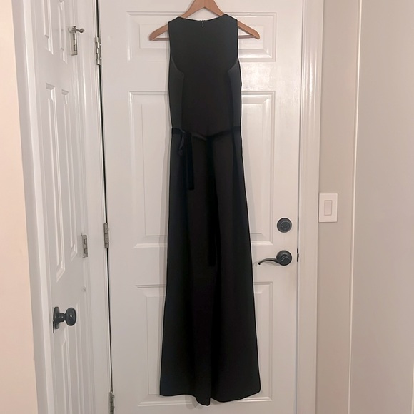 Black Jay Godfrey Wide Leg Jumpsuit with Black Velvet Belt Size 10 - Picture 4 of 4